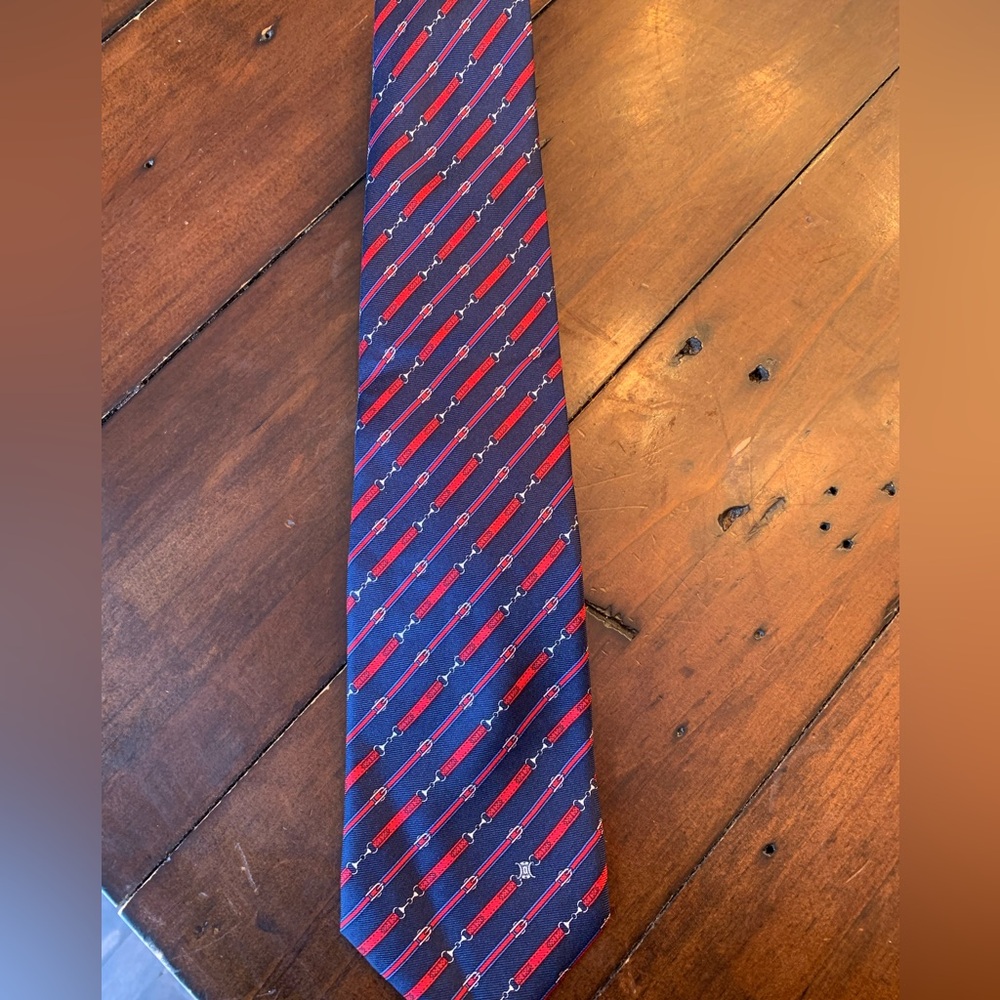 Celine Paris navy/red silk tie